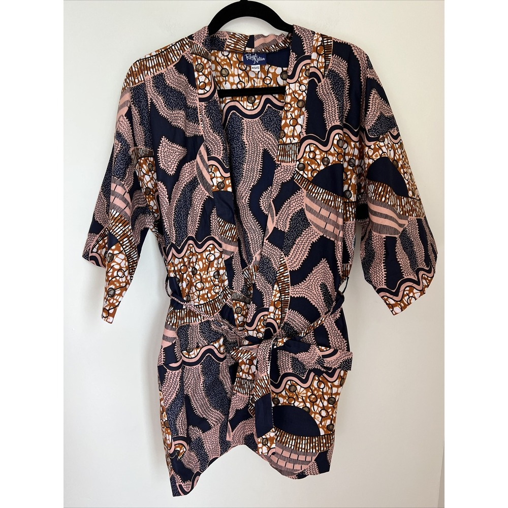 The Royal Native Womens 3/4 Sleeve Tie Waist Jacket Kimono Top Size XS / S Cute